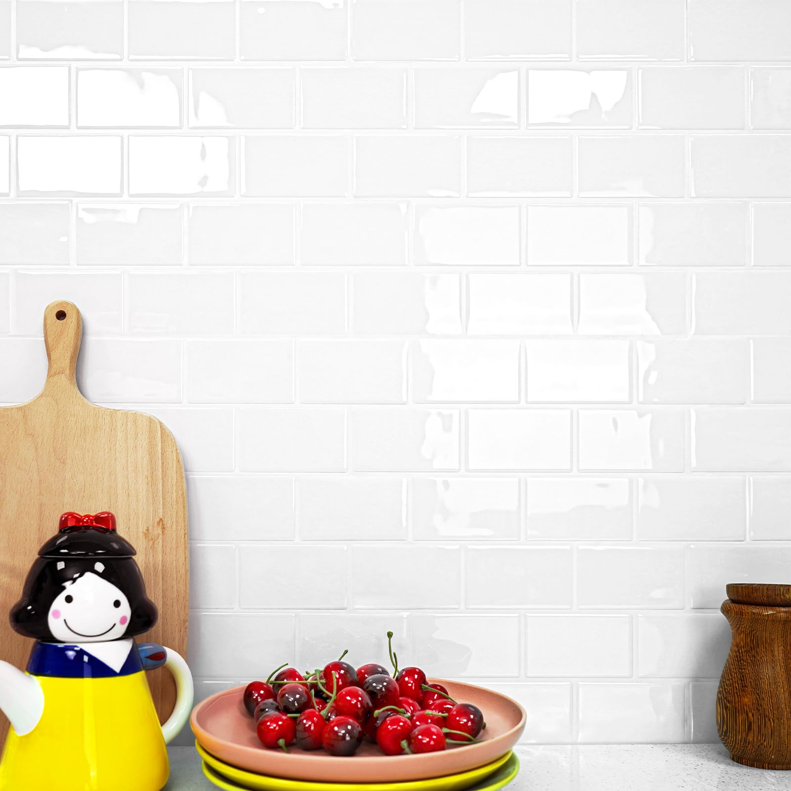 Stickgoo 1-Sheet White Subway Tiles Peel And Stick Backsplash, Stick On Tiles Kitchen Backsplash (Thicker Design)